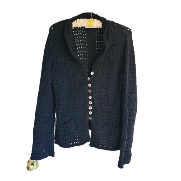 Willow Vintage Crochet Cardigan Sweater Medium Gray - Picture 2 of 8